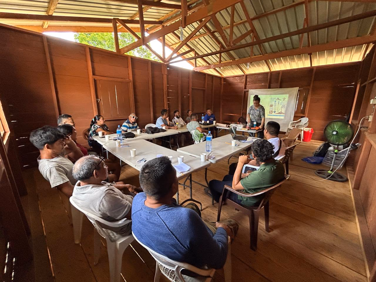 A training session under way inside the Tewe Foundation office, participants seated around tables